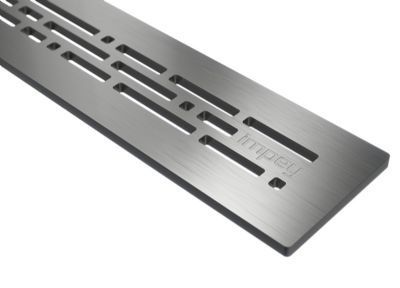 IMPEY AQUA-DEC LINEAR DRAIN 1, 3 & 4 - 800mm 'DESIGNER MORSE' STAINLESS STEEL INSERT TOP with VERTICAL OUTLET, LNR80MORBSS/V